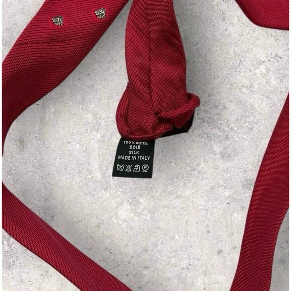 GIANNI VERSACE Silk Tie ITALY Red Monogram Logo W:3.6" EUC - Picture 3 of 6